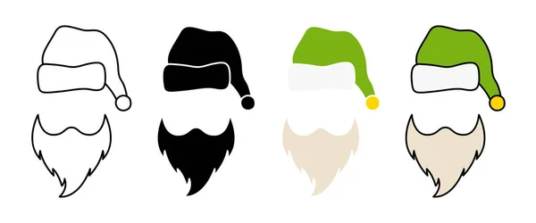 stock vector Beard with christmas hat on white background