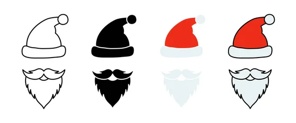 Barbe Avec Chapeau Noël Sur Fond Blanc — Image vectorielle