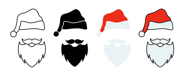 stock vector Beard with christmas hat on white background