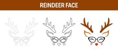 Çocuklar için Ren Geyiği Yüzü İzleme ve Renklendirme