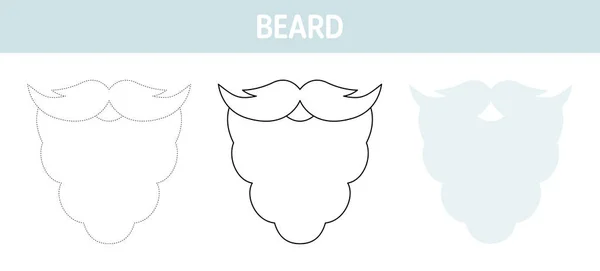 Beard Tracing Coloring Worksheet Kids - Stok Vektor