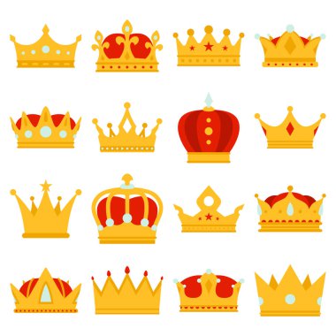 Beyaz arkaplanda izole Crown seti