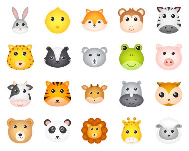 Set of cute wild animals clipart