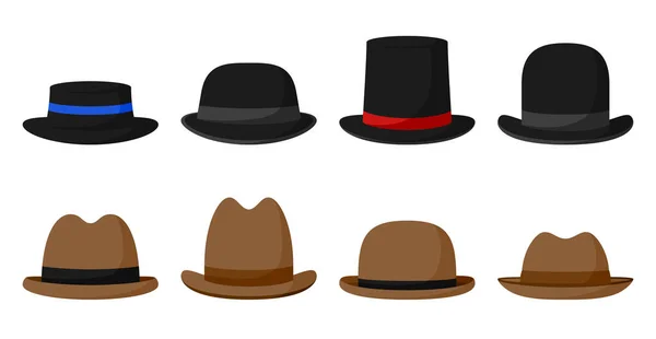 Set Chapeau Style Plat Isolé — Image vectorielle