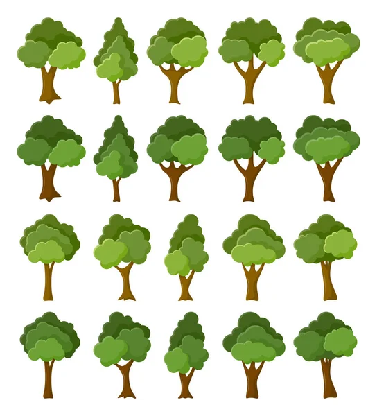 Conjunto Árvores Desenhadas Mão —  Vetores de Stock