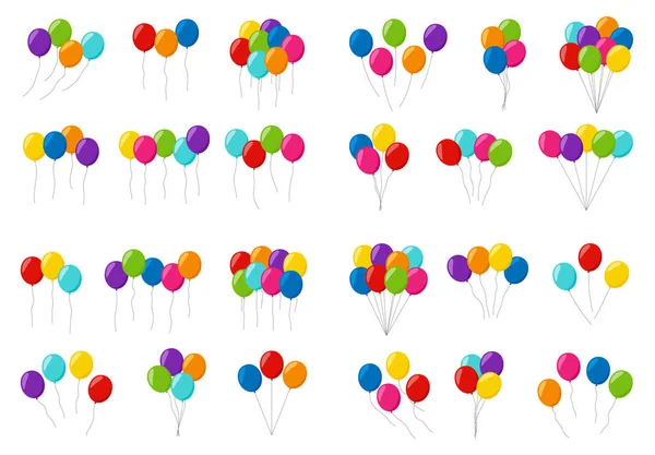 Set Colorful Helium Balloons — Stock Vector