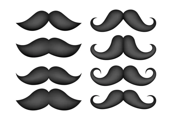 Ensemble Moustache Dans Style Plat Isolé — Image vectorielle