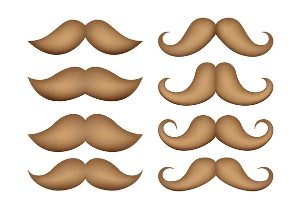 Ensemble Moustache Dans Style Plat Isolé — Image vectorielle
