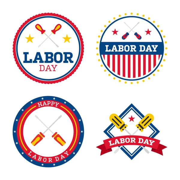 Happy Labor Day Banner Isolated White Background — Stock Vector
