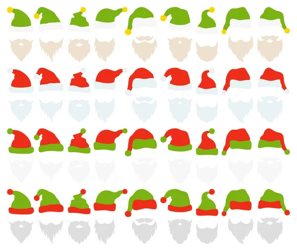 Bart Mit Weihnachtsmütze Auf Weißem Hintergrund — Stockvektor