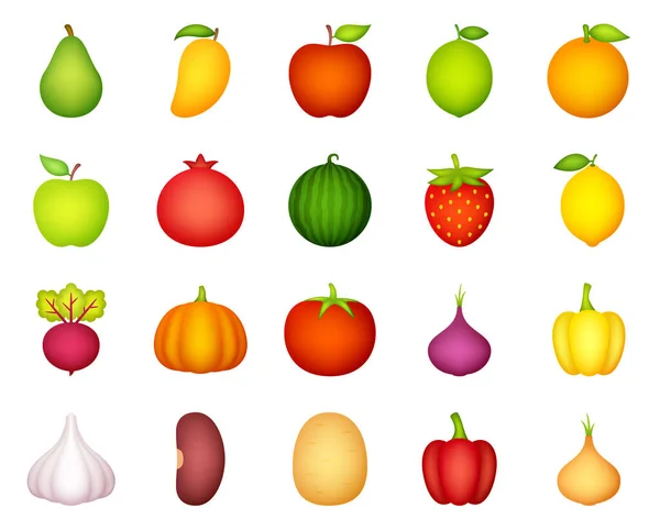 Conjunto Frutas Verduras Lindas — Vector de stock