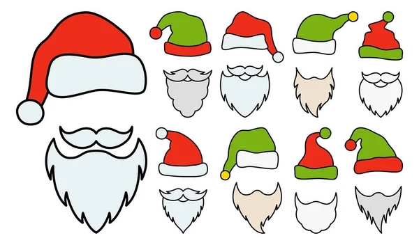 Bart Mit Weihnachtsmütze Auf Weißem Hintergrund — Stockvektor