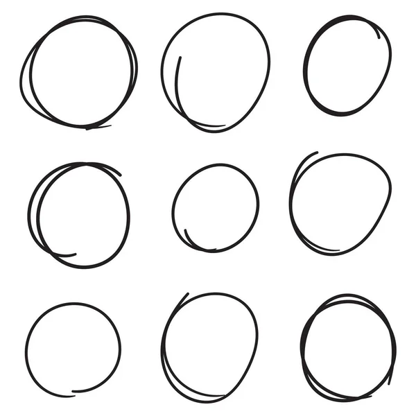 Σύνολο Σκίτσο Γραμμής Μαύρου Κύκλου — Διανυσματικό Αρχείο