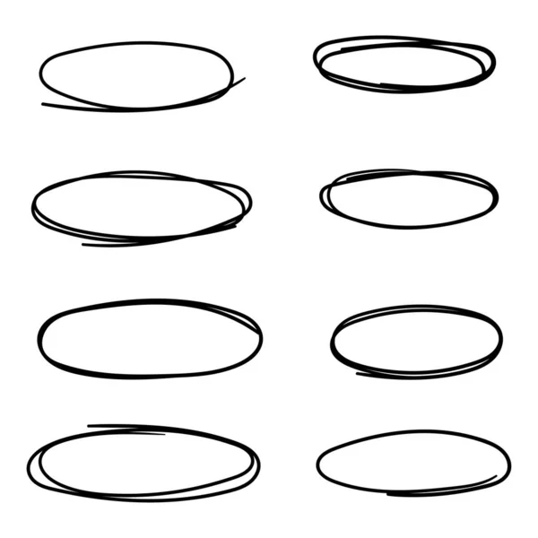 Ensemble Croquis Ligne Cercle Noir — Image vectorielle