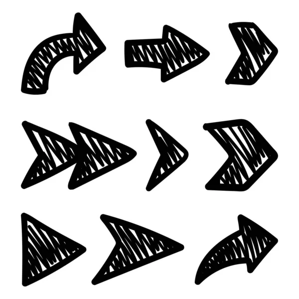 Set Frecce Disegnate Mano — Vettoriale Stock