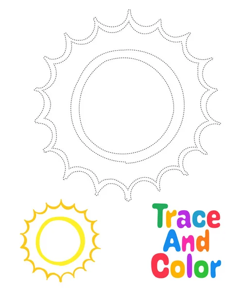 Sun Tracing Arbeitsblatt Für Kinder — Stockvektor