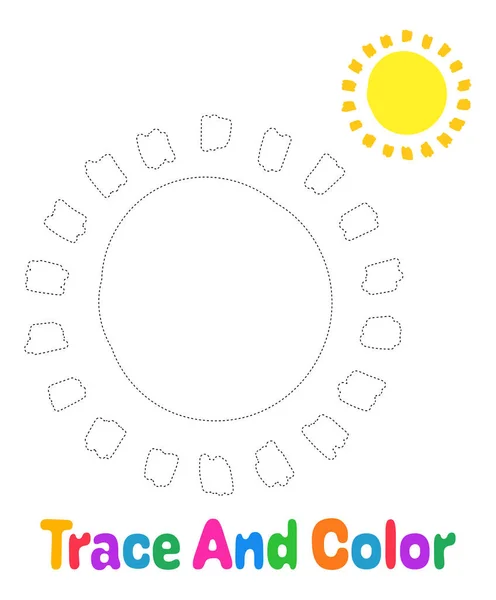 Sun Tracing Arbeitsblatt Für Kinder — Stockvektor