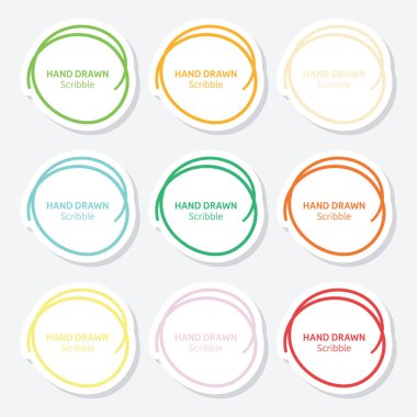 El çizimi karalama etiketi seti