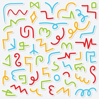 El çizimi karalama etiketi seti