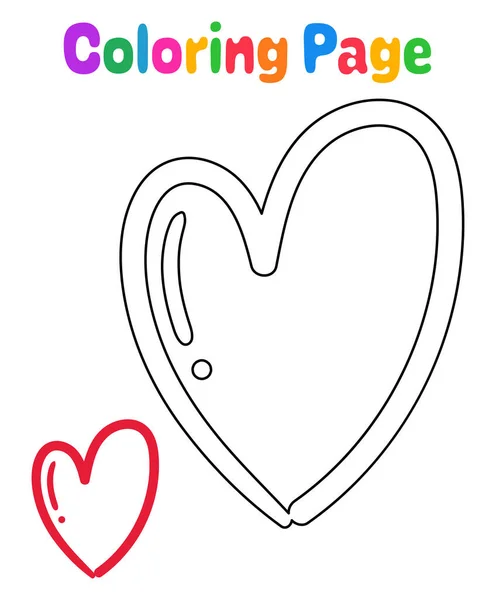Coloriage Avec Coeur Pour Enfants — Image vectorielle