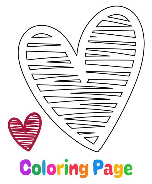 Coloring Page Heart Kids — Stock Vector