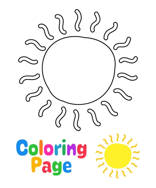 Färgläggning Sida Med Sun För Barn — Stock vektor