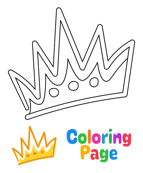 Coloring Page Crown Kids — Vettoriale Stock
