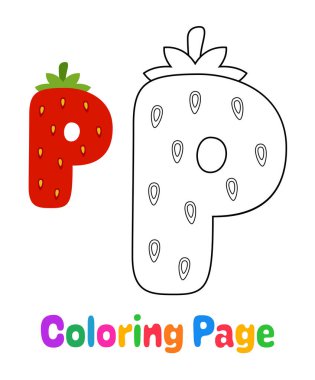 Çocuklar için Alfabe P ile renklendirme sayfası