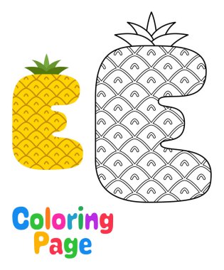 Çocuklar için Alfabe E ile renklendirme sayfası