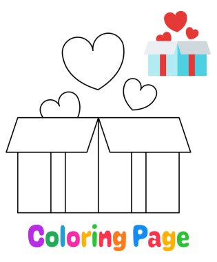 Çocuklar için hediye kutusu olan boyama sayfası