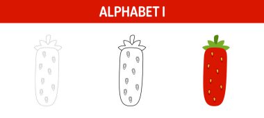 Alphabet I tracing and coloring worksheet for kids