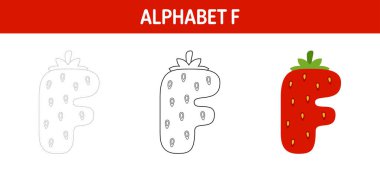 Alphabet F tracing and coloring worksheet for kids