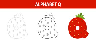 Alphabet Q tracing and coloring worksheet for kids