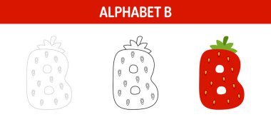 Alphabet B tracing and coloring worksheet for kids