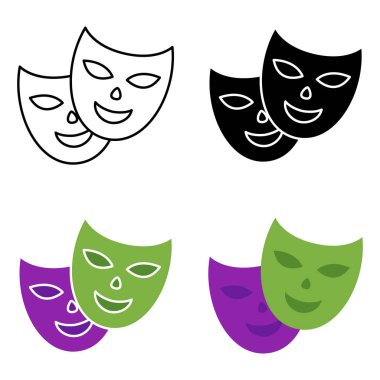 Mask Happy Sad in flat style isolated