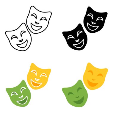 Mask Happy Sad in flat style isolated
