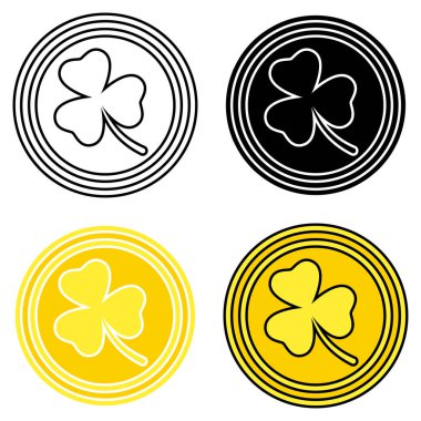 Clover Coin in flat style isolated