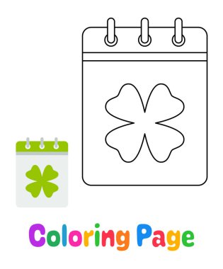 Coloring page with Calendar with Clover for kids