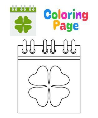 Coloring page with Calendar with Clover for kids
