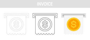 Invoice tracing and coloring worksheet for kids