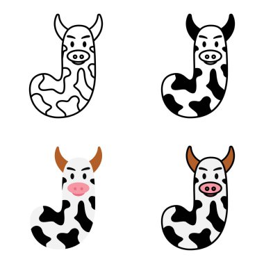 J alfabesi düz stil izole