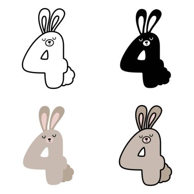 Düz stil 4 numara izole edildi