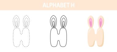 Alphabet H tracing and coloring worksheet for kids