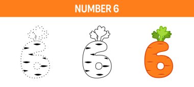 Number 6 tracing and coloring worksheet for kids