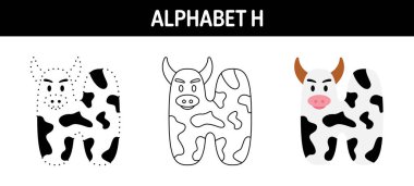 Alphabet H tracing and coloring worksheet for kids