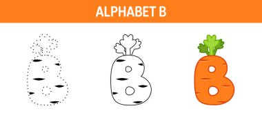 Alphabet B tracing and coloring worksheet for kids