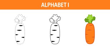 Alphabet I tracing and coloring worksheet for kids