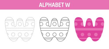 Alphabet W tracing and coloring worksheet for kids