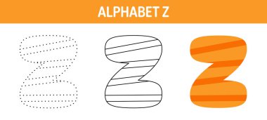 Alphabet Z tracing and coloring worksheet for kids