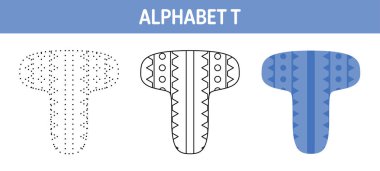 Alphabet T tracing and coloring worksheet for kids